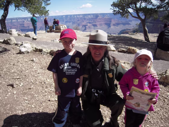 Ethan and Hannah Sitzman proudly show off their National Park Junior Ranger badges. 